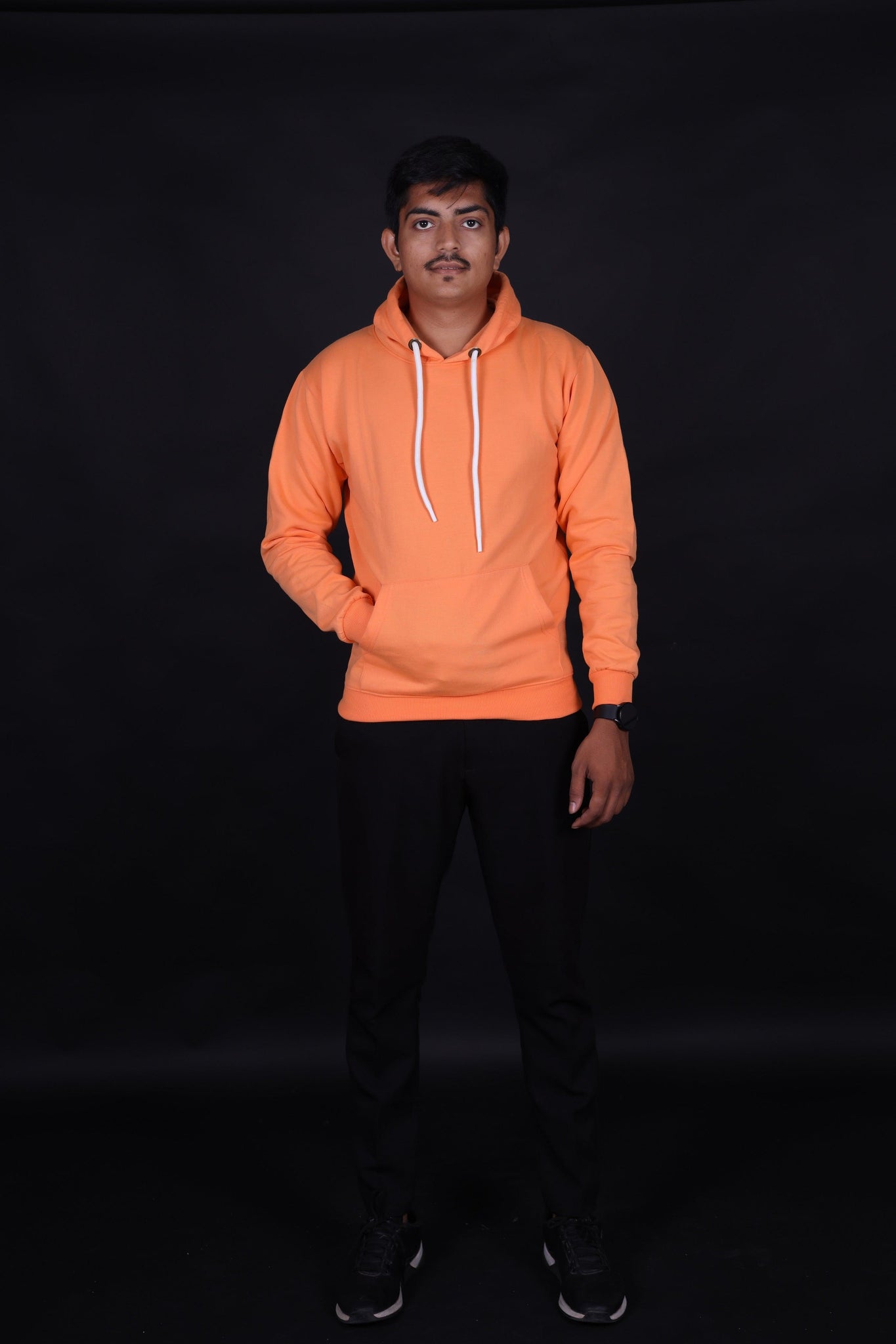 Orange Plain Color Trendy Hoodie - Aadhitri
