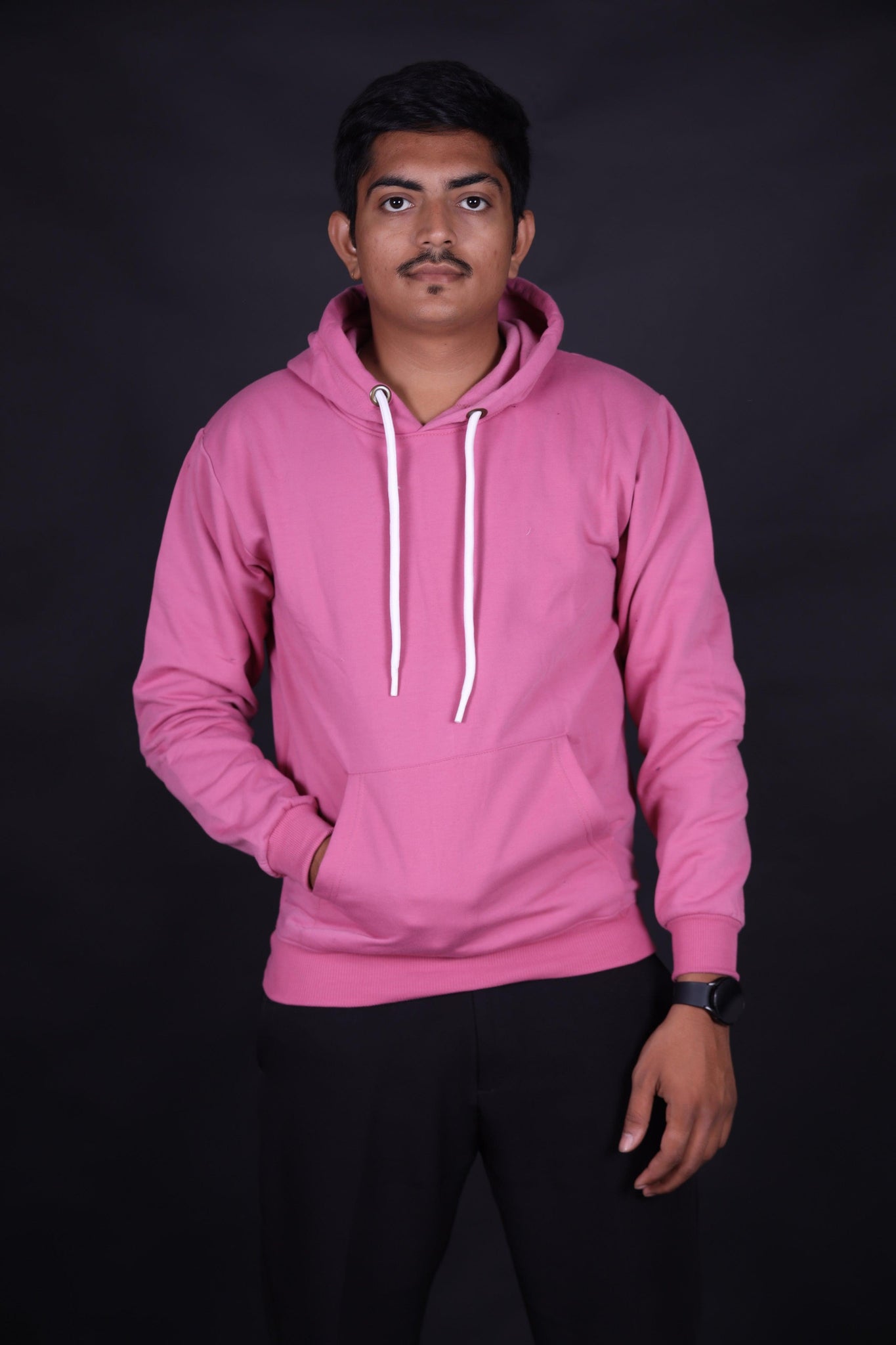 Pink Plain Color Trendy Hoodie - Aadhitri