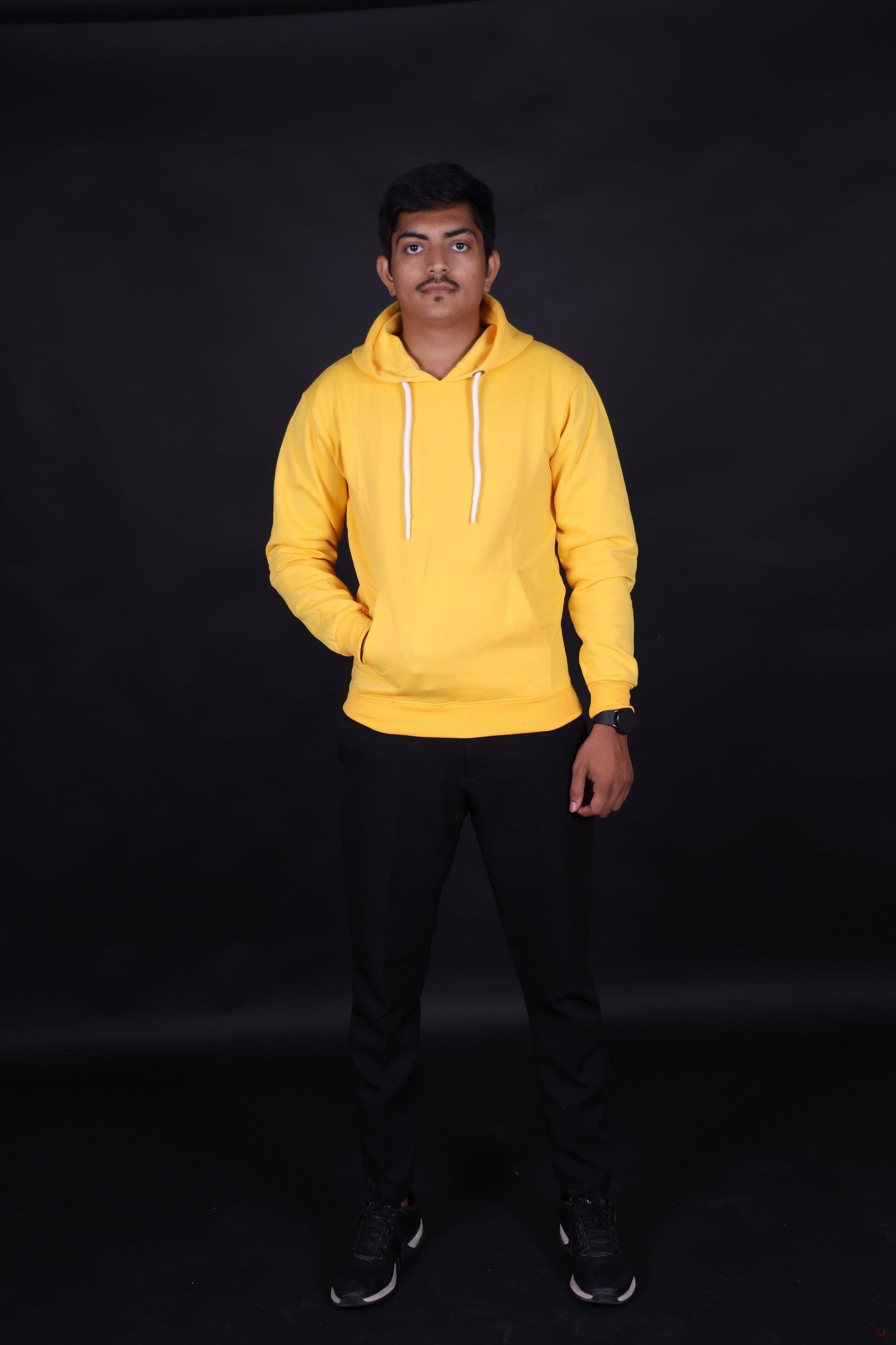 Yellow Plain Color Trendy Hoodie - Aadhitri