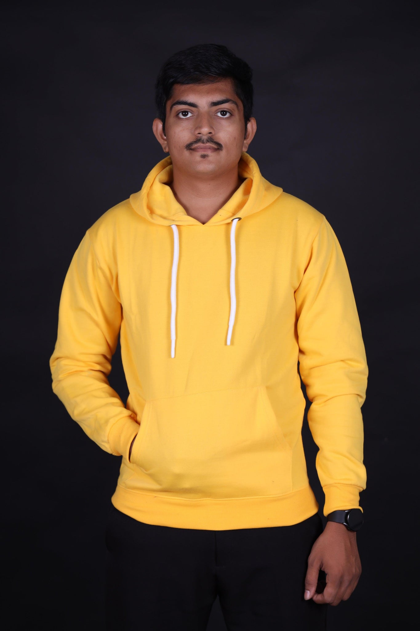 Yellow Plain Color Trendy Hoodie - Aadhitri